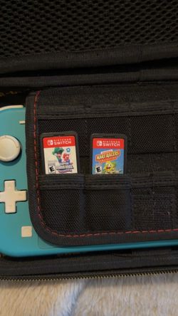 two Nintendo Switch Lites with games, cases & chargers for both
