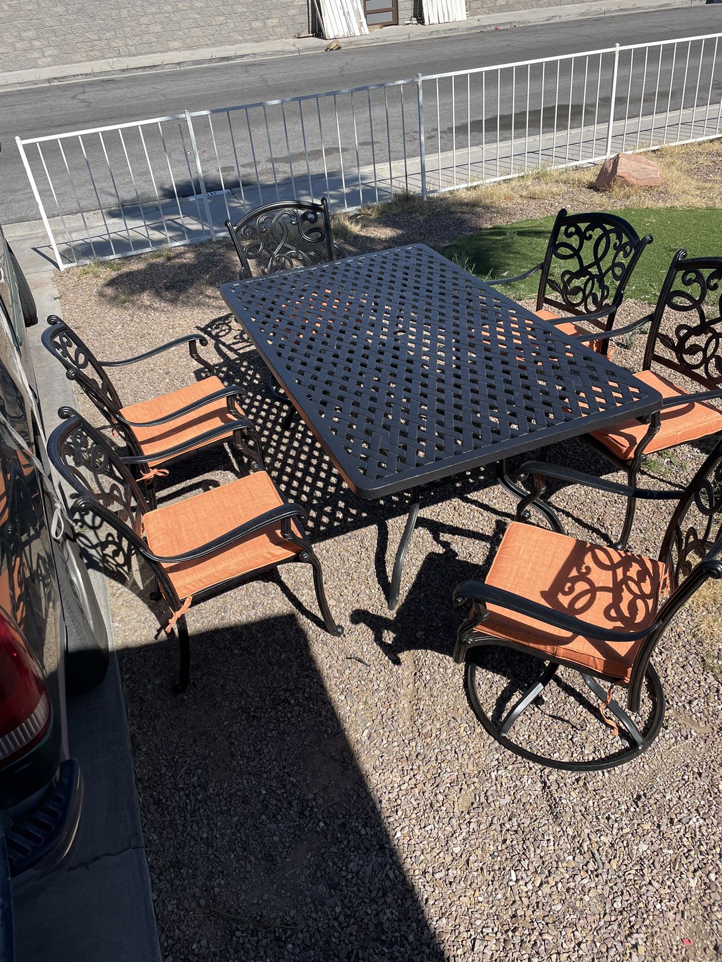 TABLE And 6 CHAIRS Patio Set NEW Aluminum 