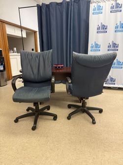 Blue Leather Conference Chairs