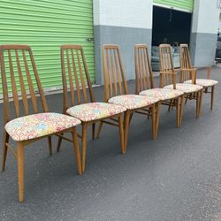 Danish Modern “Eva”Dining Room Chairs by Niels Koefoed for Hornslet Møbelfabrik, 1960s.