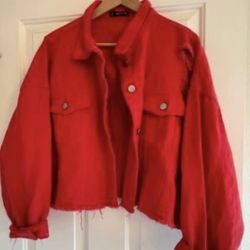 SHEIN Denim Jacket Red 2XL