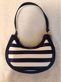 Navy and white striped Aldo shoulder bag