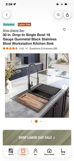 Glacier Bay 30 in. Gunmetal Black Workstation Kitchen Sink