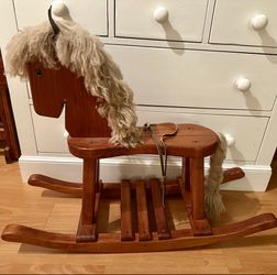 Vintage Solid Wood Rocking Horse Toy