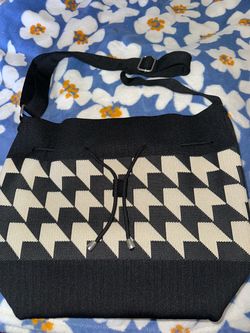 Black drawstring tote bag