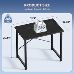 NEW 32” BLACK Office Computer Desk Writing Study Workstation
