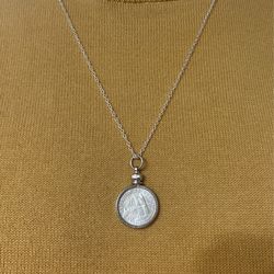 Stainless Steel Chain with Vintage Cuban Silver Coin Pendant