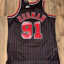 New Men’s Size Large & XL Chicago Bulls Dennis Rodman Mitchell And Ness Jersey 