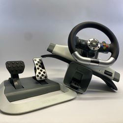 Microsoft Xbox 360 Wireless Racing Steering Wheel, Table Mount, & Pedals