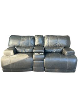 Gray Power Reclining Loveseat with Console & Cup Holders – Comfy & Affordable!
