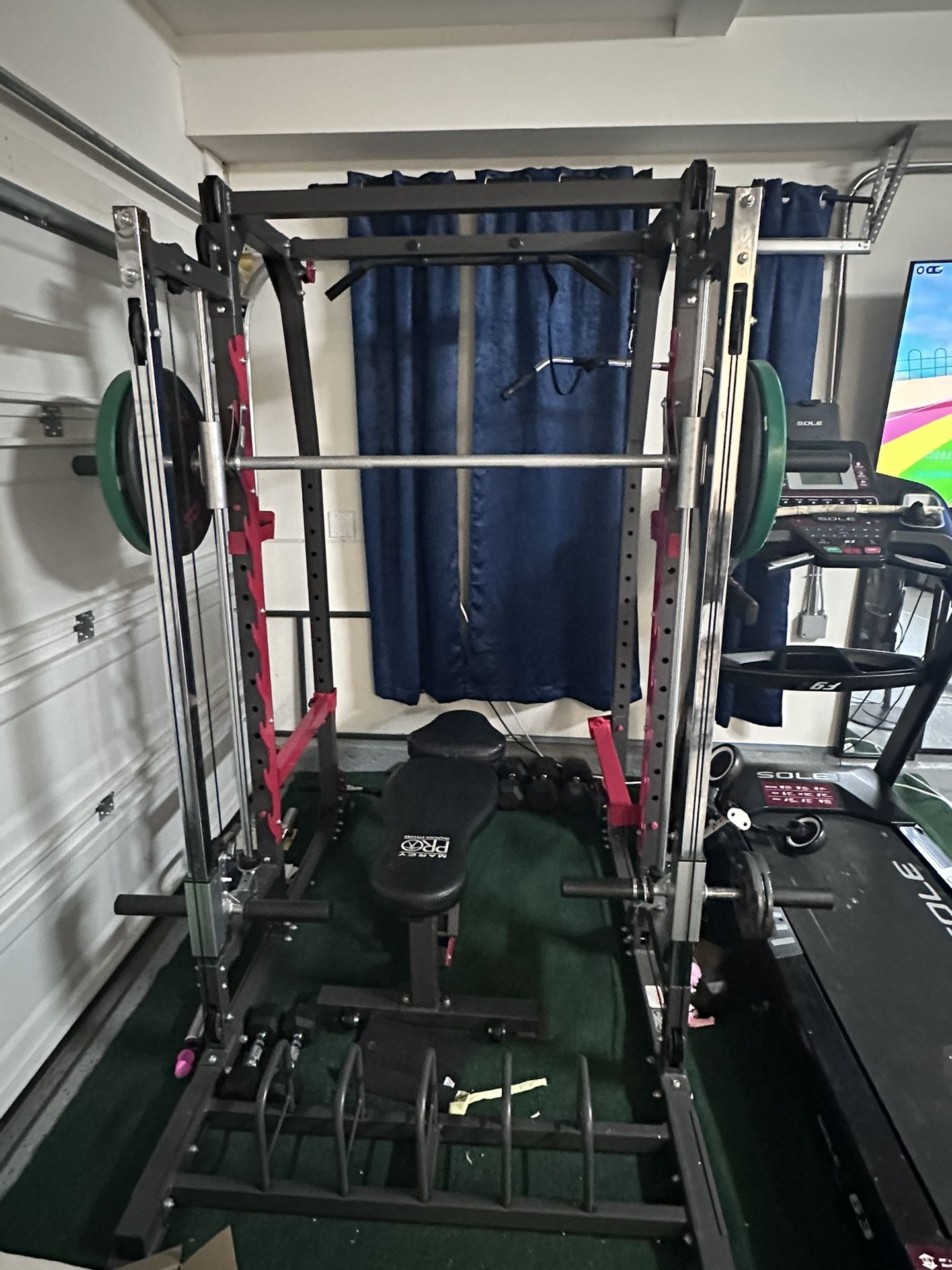 Marcy Smith Machine Home Gym System SM-4903, All-in-One Strength Training Cage with Weight Bench, Pulley, Squat Rack & Workout Station