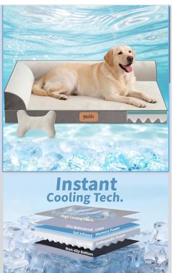 🔥Brand new 🔥 XL Dog Bed with Cooling Gel Memory Foam, Orthopedic Waterproof Pet Bed with Washable Cover & Non-Slip Bottom, Cooling Dog Couch Bed, Si
