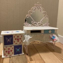 All Wooden And Metal 18 Inch Doll Vanity And Dresser 