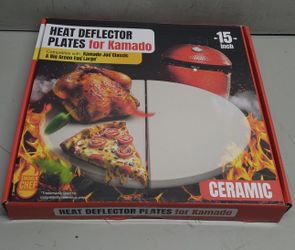 15 inch Half Moon Ceramic Heat Deflector Plates for Kamado Joe Classic I, Il, Il, Big Green Egg Grill, Round Kettle Grills