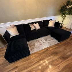 Black Velvet Modular Couch