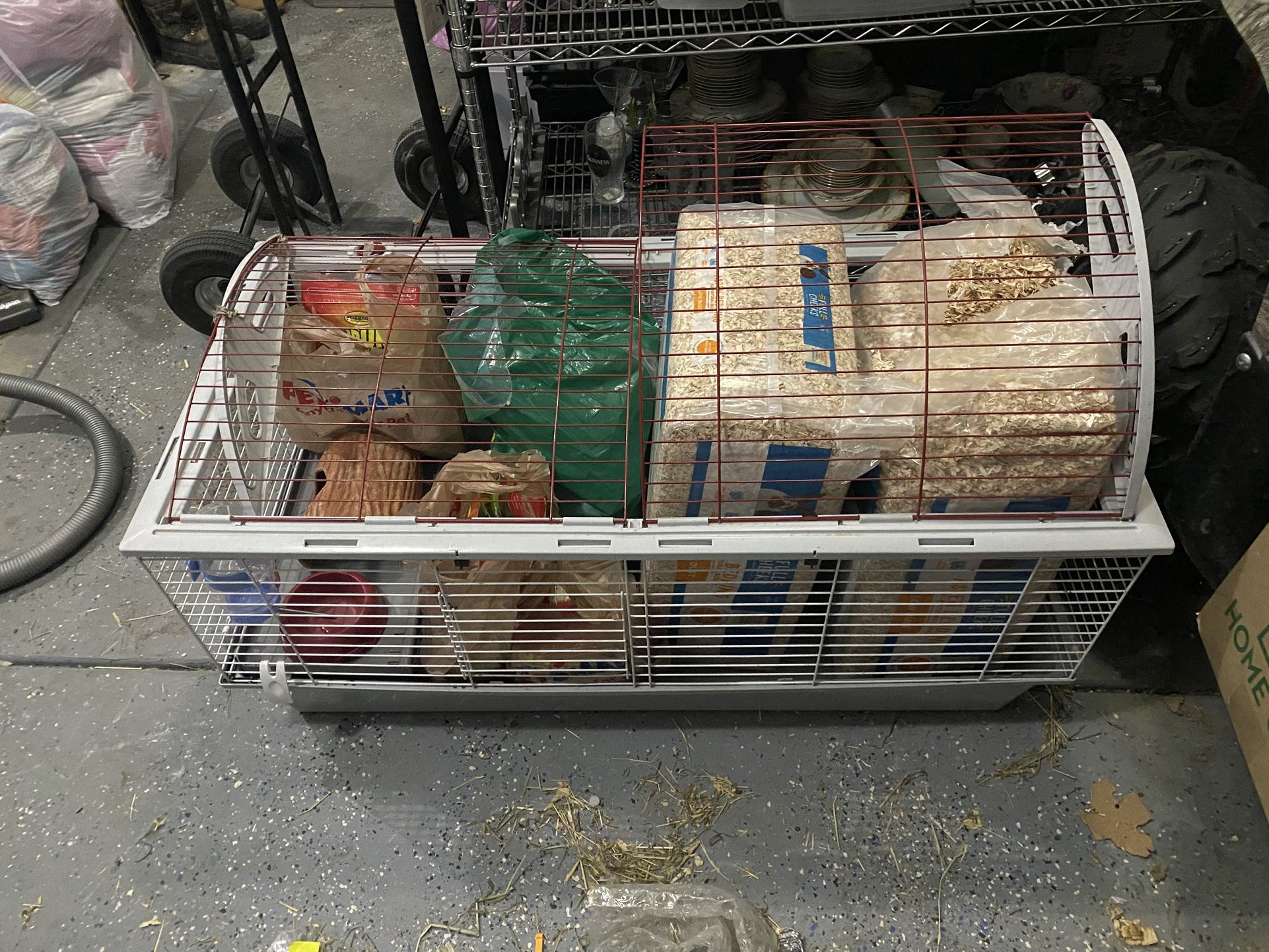 Bunny Rabbit Guinea Pig cage home with supplies bedding, food, hay, & treats huge big