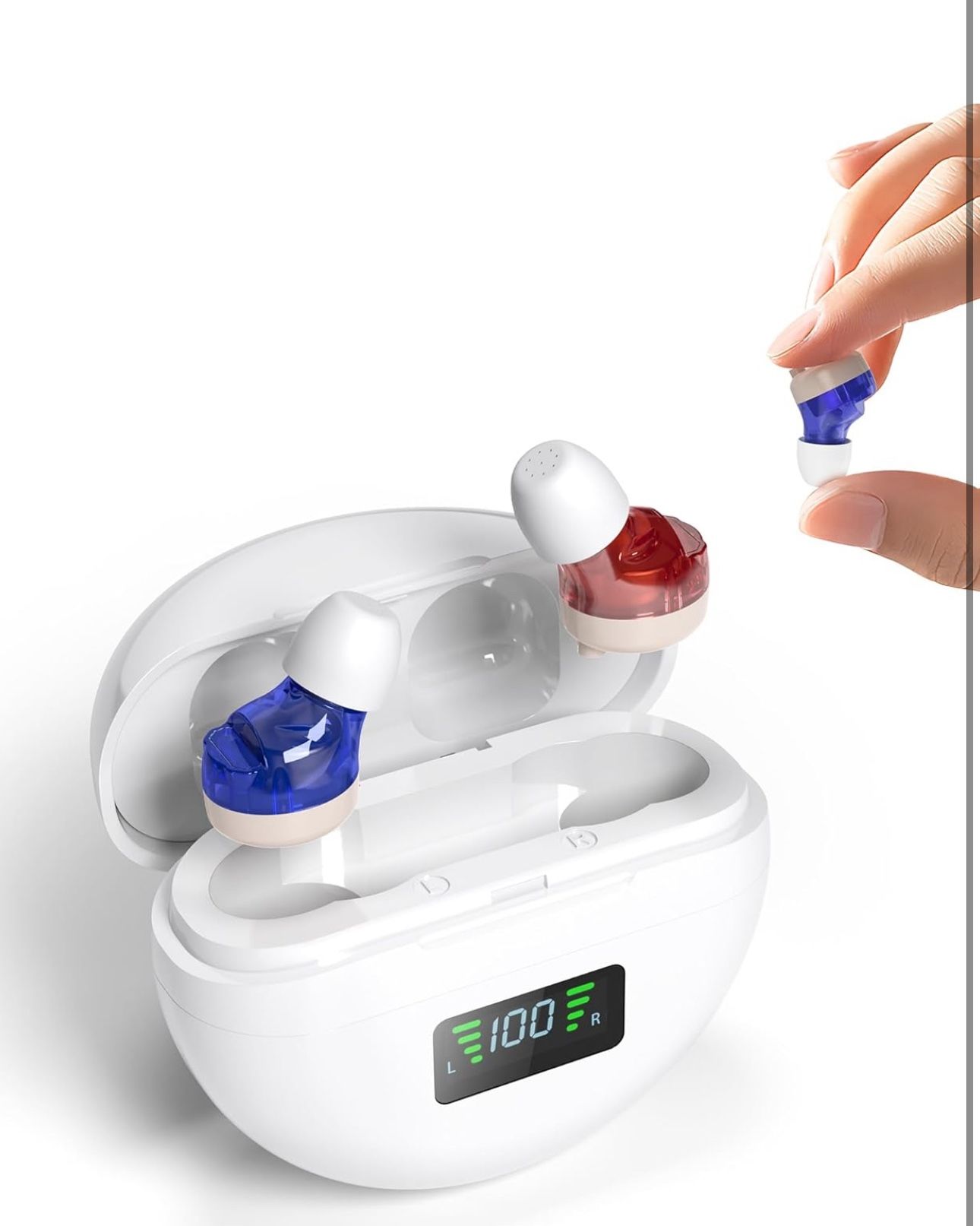 Hearing Aids (Not Amplifier) with Audio Tracker, Rechargeable Hearing Aids with Noise Reduction DSP Chip, OTC Hearing Aid for Seniors (CIC), 2 Modes &