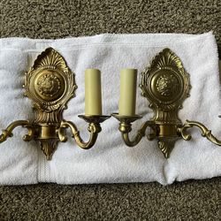 Antique French/Victorian Brass Wall Lights 