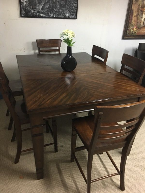 Pub table with 6 chairs