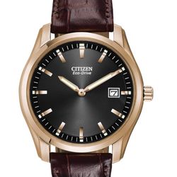 Citizen Men's Classic Eco-Drive Leather Strap Watch, Date,