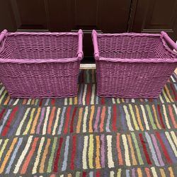 Set of 2 Purple Storage Wicker  baskets