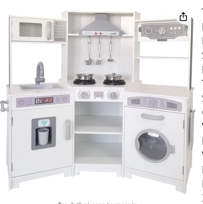 Kids Wooden Play Kitchen White