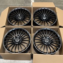 20 Inch Staggered Matte Black AMG Style Wheels Rims 20x8.5/9.5 FIT MERCEDES S580 S560 S600 S500 S550 S63 S400 S450 S350 S CLASS STYLE WHEELS