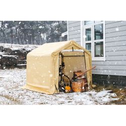 6*6 ft Heavy Duty Outdoor Storage Shed with Roll-up Zipper Door S-Hooks , Waterproof .