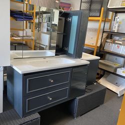 XMAS On Sale!! In Box Combo 40" Floating Wooden Vanity, Medicine Cabinet & Sink. Blue Or White