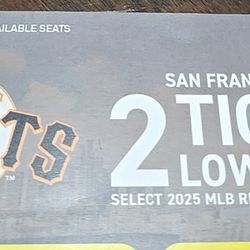 San Francisco Giants Tickets Voucher 2 LOWER LEVEL Seats SF Playoff Push Pick Your Game