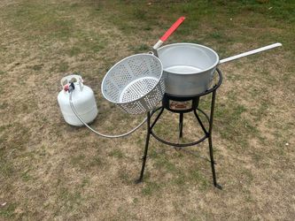 Burner with big pot and fry basket and tank