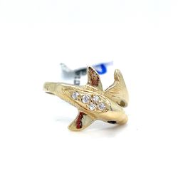 14Kt CZ Dolphin Ring 2.40g Size 6.5 I-1473