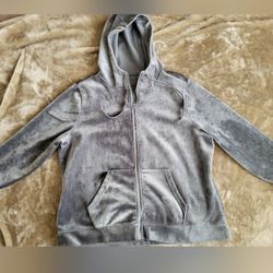 Womens Emily B XL, Grey Velour Extra Heavy Hooded Zip Up, Size XL Jacket