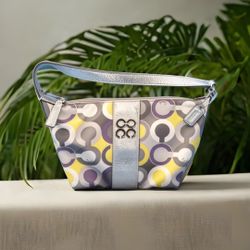 Coach Julia Outline OP Art Pouch In Lilac Sateen Silver Hardware