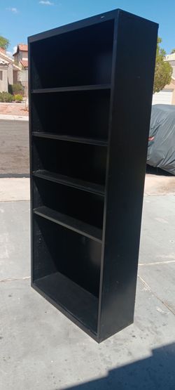 Black 5-Shelf Metal Bookcase