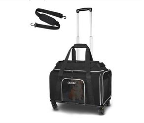 Petskd Top-Expandable Pet Carrier with Wheels 18x13x9.5 Inches