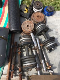 120lbs Of Standard Weights And 6 Dumbbells 
