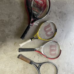 Lot of 4 Tennis Rackets – Wilson & Prince