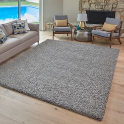 Thomasville Marketplace Luxury Shag Rugs, Platinum Gray 7’10”X 10’