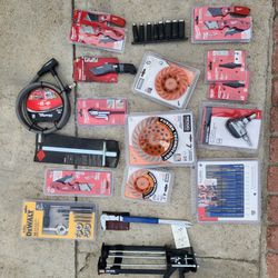 Milwaukee , And Others Lot Of Construcción Accesories, Retractable ,  Step Drill Tip Among Others. 