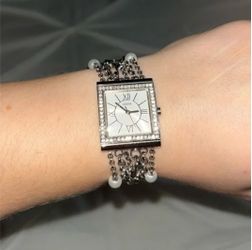 GUESS Mother-of-Pearl Dial Crystal Multi-Strand Bracelet Watch G96018L