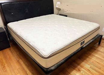 Black faux leather King bed frame