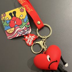Bad Bunny Un Verano Sin Ti Heart Charm Keychain