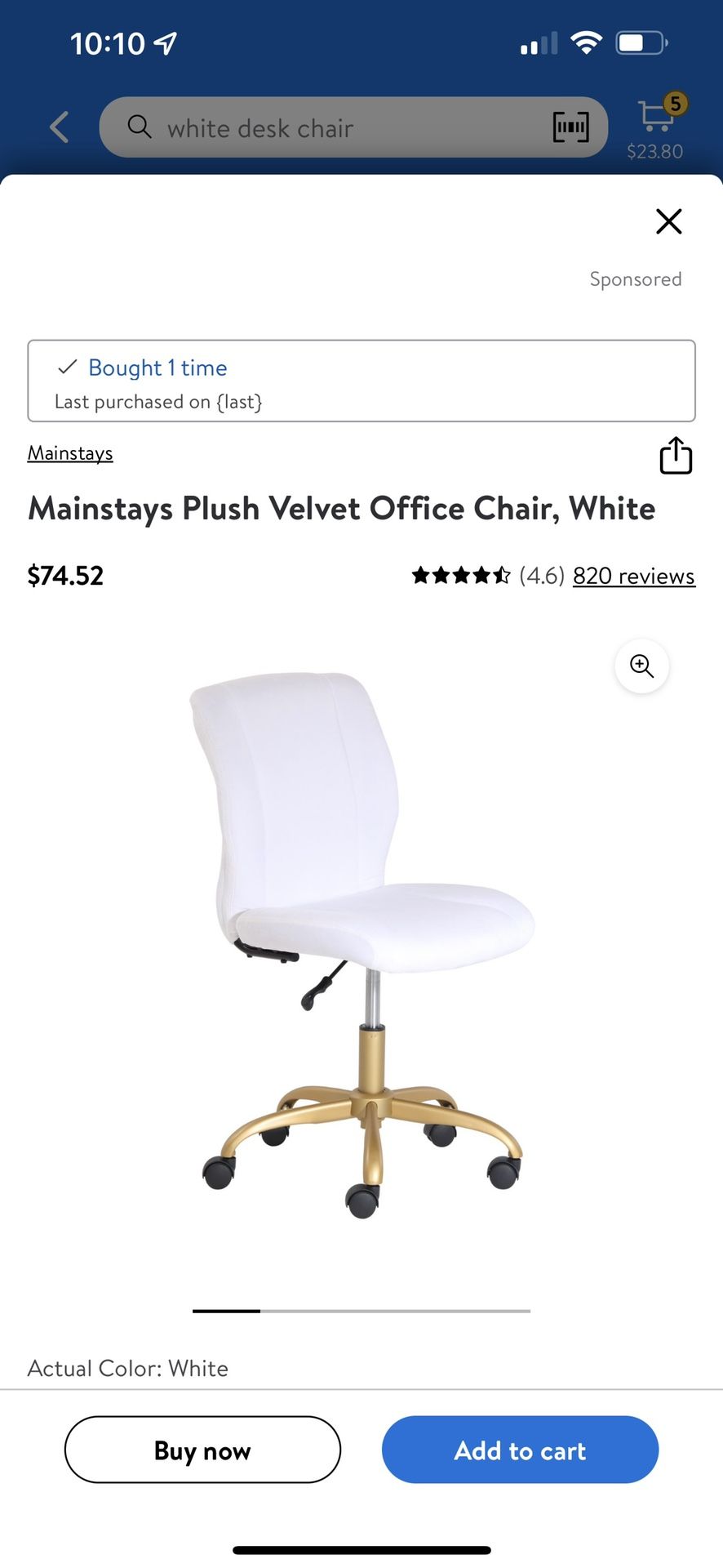 Mainstays velvet office online chair