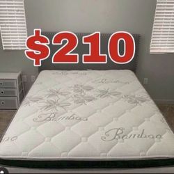 BRAND NEW “LUXURY EURO PILLOW TOP BAMBOO” MATTRESSES 💯 COLCHONES NUEVOS PILLOW TOP 💯  💥12 inches thick 💥   Queen $210❌ $270 With Box Spring 💥  FU