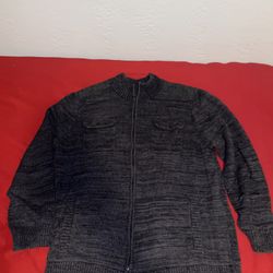 Grey Cardigan Sweater 2XL