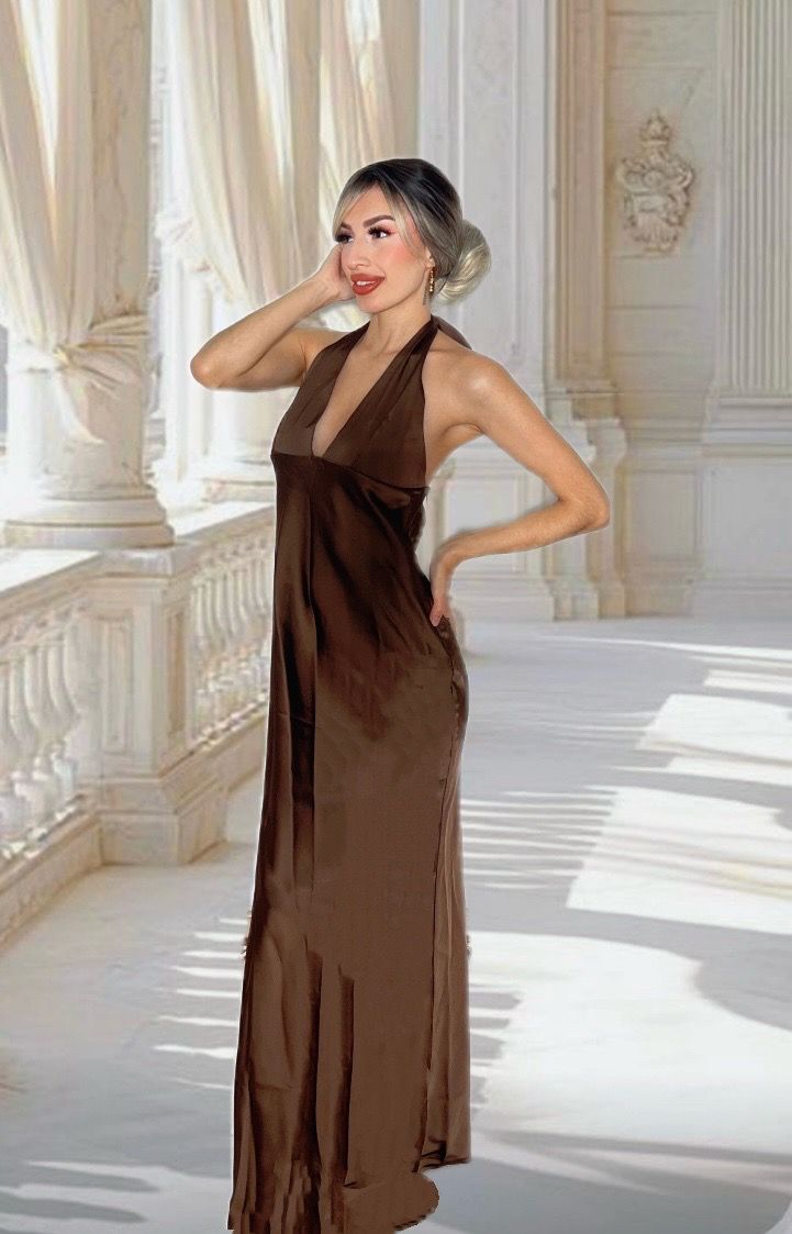 Brown Satin Dress