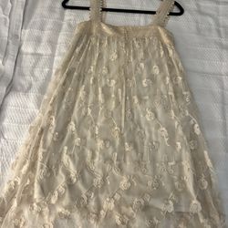 Cottagecore or coquette mini lacy flowery off white dress