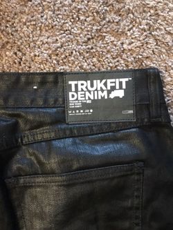 Men’s Truck Fit Black Leather Jeans size 34