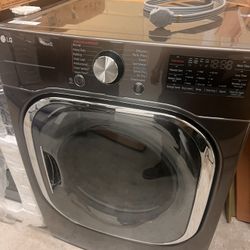 LG 9.0 cu. ft. Vented SMART Stackable Electric Dryer in Black Steel with TurboSteam and Sensor Dry Technology